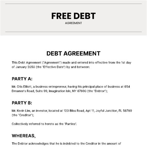Debt Contract Template