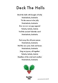 Deck The Halls Words Printable