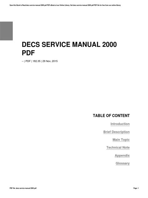 Decs Service Manual 2000 For Public Schools