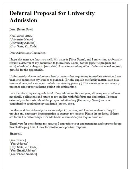 Deferral Letter Template