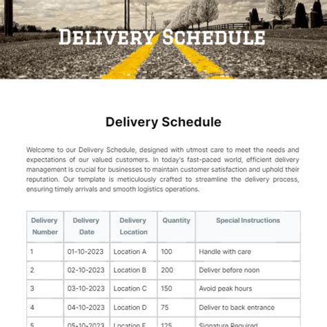 Delivery Scheduling Template