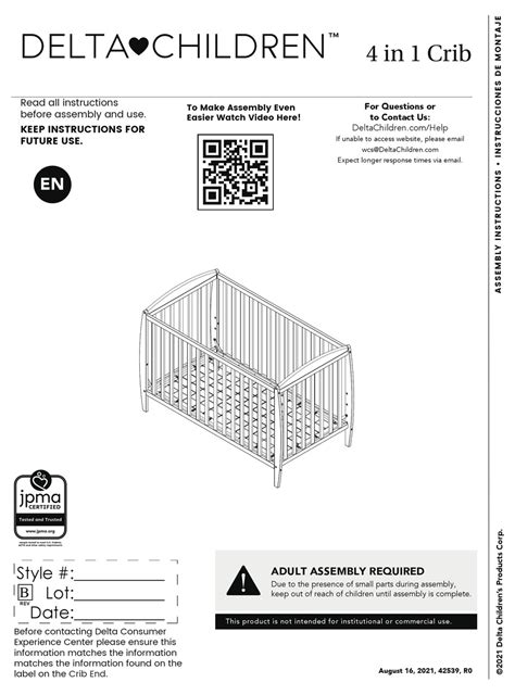 Delta Eclipse Crib Instruction Manual