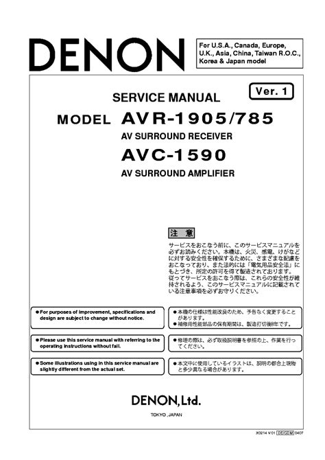 Denon Avr 1905 Avr 785 Avc 1590 Service Manual