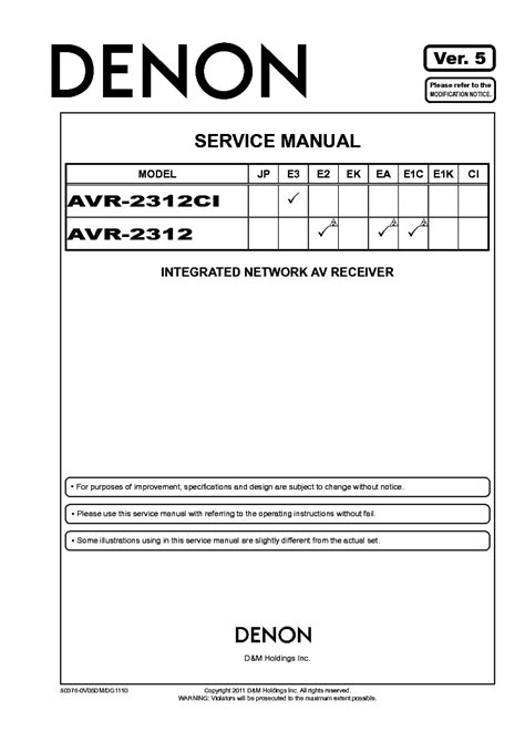 Denon Avr 2312ci Avr 2312 Av Receiver Service Manual