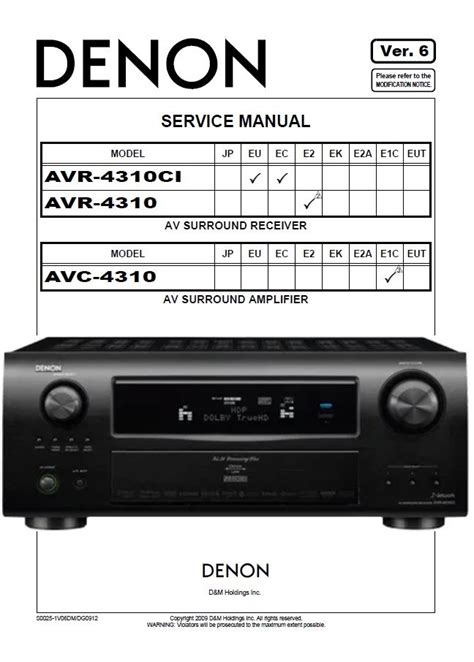 Denon Avr 4310ci Avr 4310 Surround Receiver Service Manual