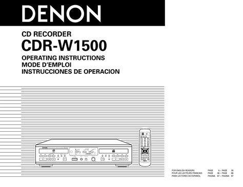 Denon Cdr W1500 Service Manual Download