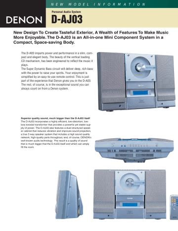 Denon D Aj03 Personal Audio System Service Manual