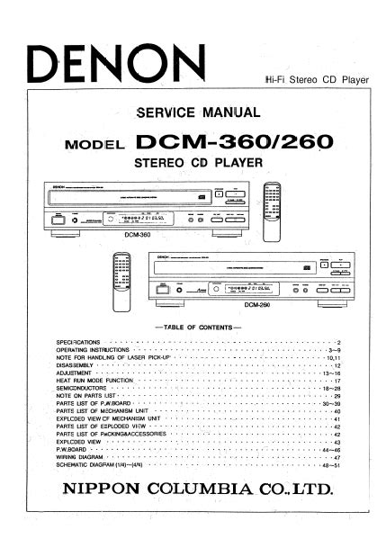 Denon Dcm 260 360 Service Manual Download