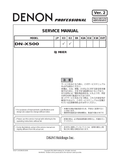 Denon Dn X500 Service Manual Repair Guide