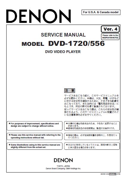 Denon Dvd 1720 556 Dvd Video Player Service Manual