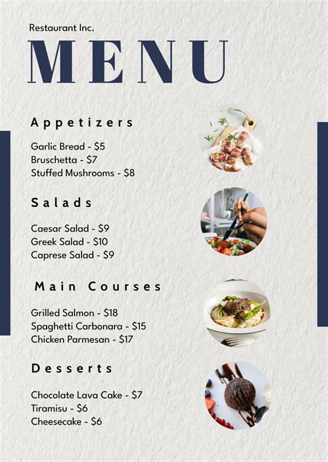 Design A Menu For Free Printable