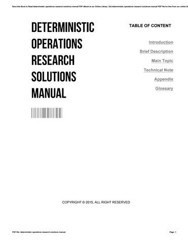 Deterministic Operations Research Solutions Manual Ch3