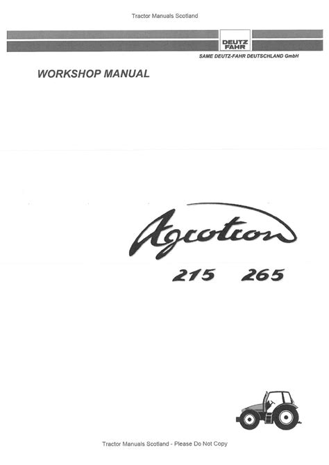 Deutz Fahr Agrotron 215 265 Tractor Workshop Service Repair Manual Download