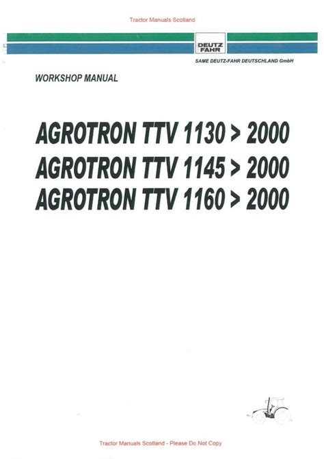 Deutz Fahr Agrotron Ttv 1130 Ttv 1145 Ttv 1160 2000 Tractor Workshop Service Repair Manual Download