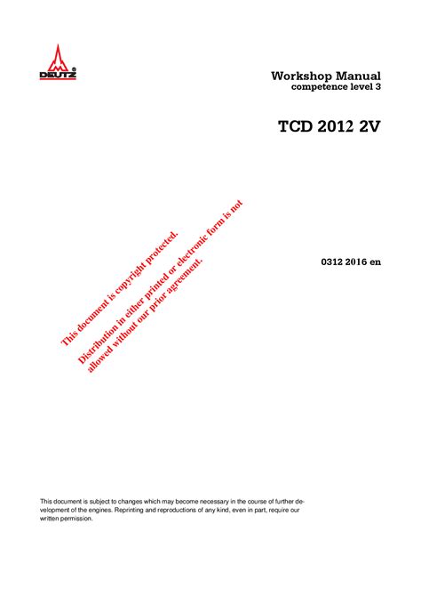 Deutz Tcd 2012 2v Diesel Engine Workshop Service Repair Manual 1 Download