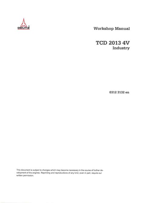 Deutz Tcd 2013 4v Industry Workshop Service Repair Manual