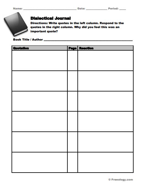 Dialectical Journal Template