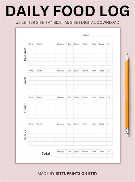 Diet Log Template