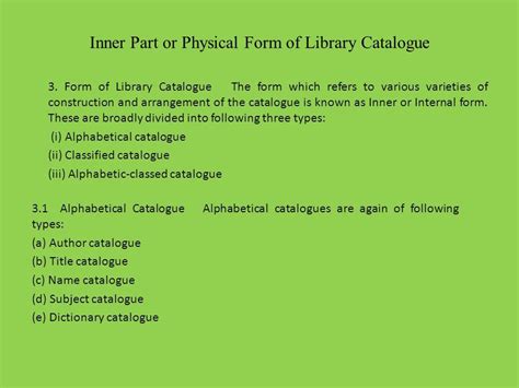 Different Physical Forms Of Library Catalogue