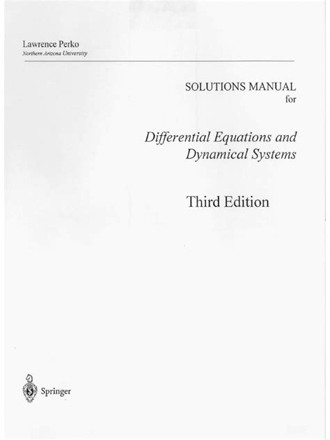 Differential Equations And Dynamical Systems Solutions Manual