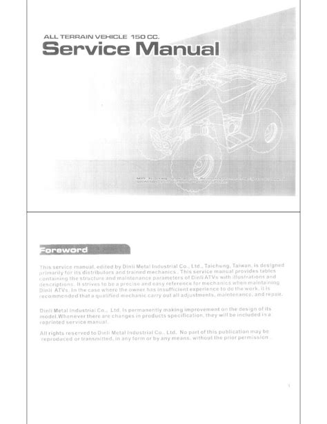 Dinli Jp 520 Atv Workshop Service Repair Manual