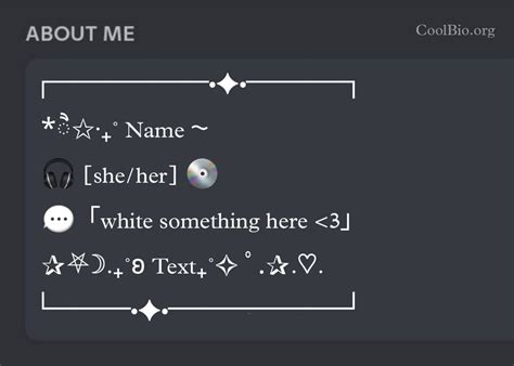 Discord Bio Template Aesthetic