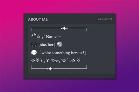 Discord Bio Template Copy And Paste