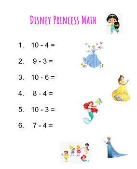 Disney Princess Math Printable Free 2nd Grade