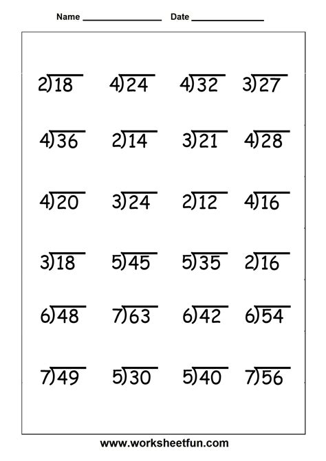 Division Worksheets Printable