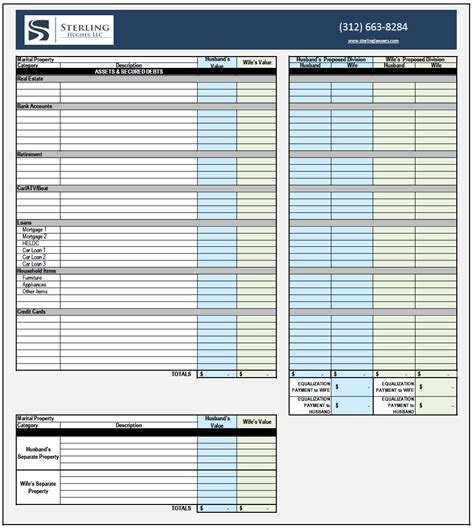 Divorce Spreadsheet Template