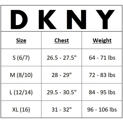 Dkny Clothing Size Chart