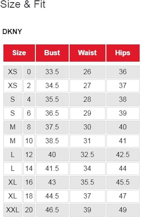 Dkny Shirt Size Chart