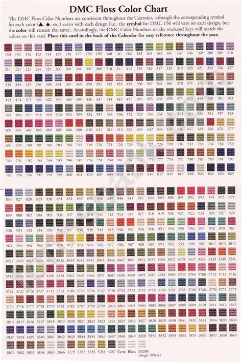 Dmc Embroidery Thread Color Chart