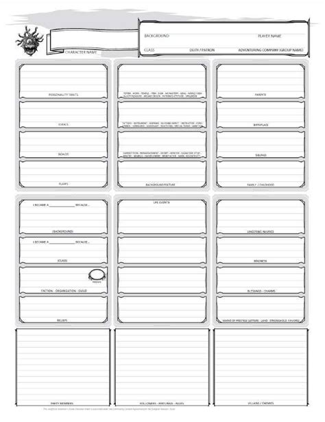 Dnd Backstory Template