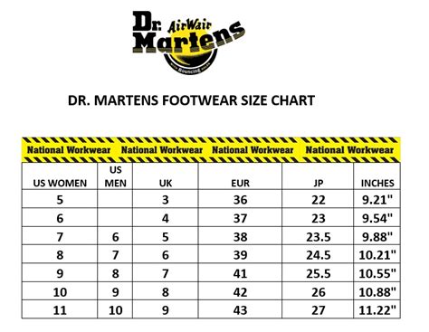 Doc Martens Shoe Size Chart
