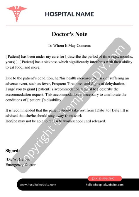Doctor Sick Note Template