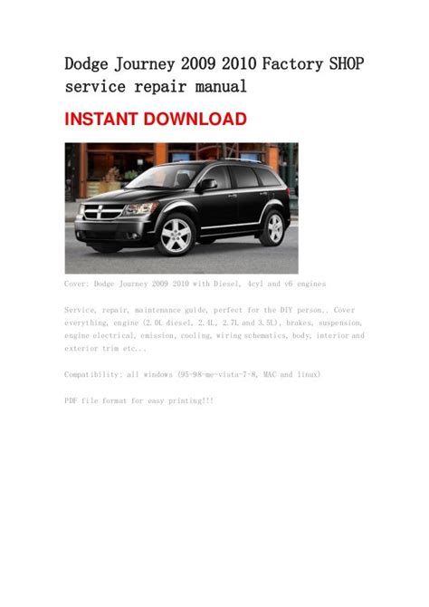 Dodge Journey 2009 2010 Oem Factory Shop Service Manual Download Fsm