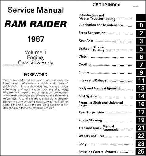 Dodge Ran Raider Pdf Service Repair Workshop Manual 1987