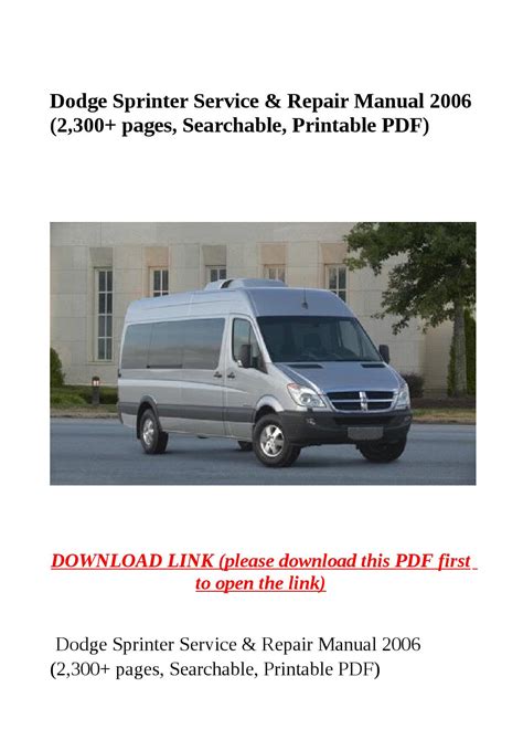 Dodge Sprinter Service Repair Manual 2006 2 300 Pages Searchable Printable Pdf