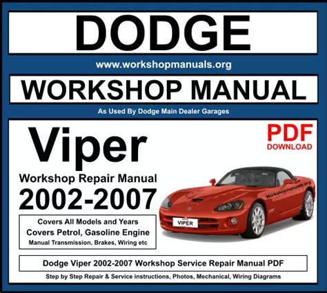 Dodge Viper 2004 2007 Service Repair Manual Download