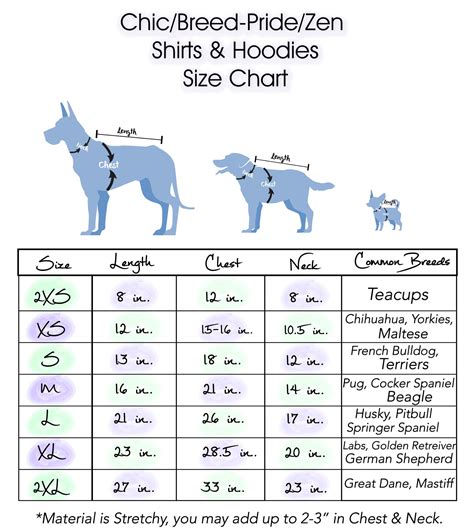 Dog Shirt Size Chart