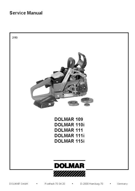 Dolmar Chainsaw 109 110i 111 111i 115i Service Repair Manual