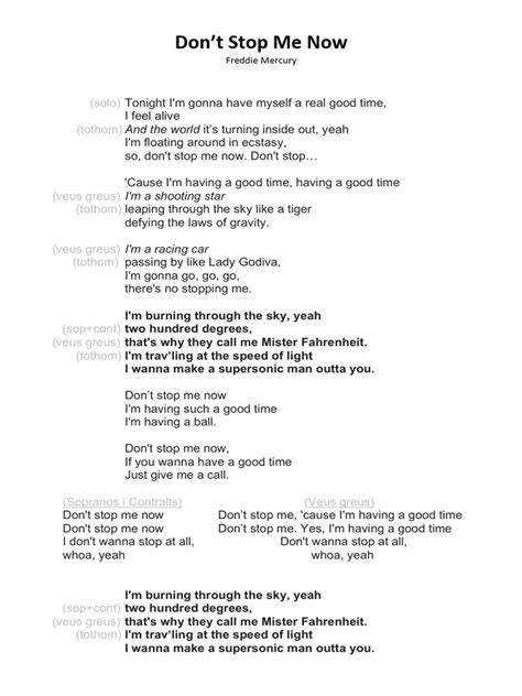 Don Stop Stop Me Now Lyrics Printable