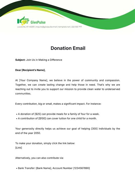 Donation Email Template