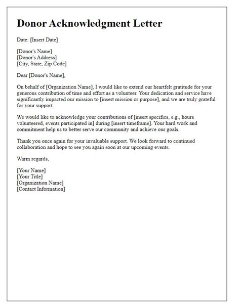 Donor Acknowledgment Letter Template