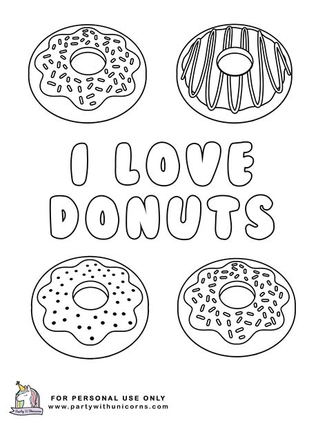 Donut Coloring Page Printable