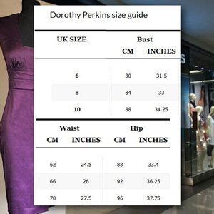Dorothy Perkins Size Chart
