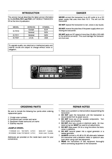 Download Icom Ic F221 Service Repair Manual With Addendum