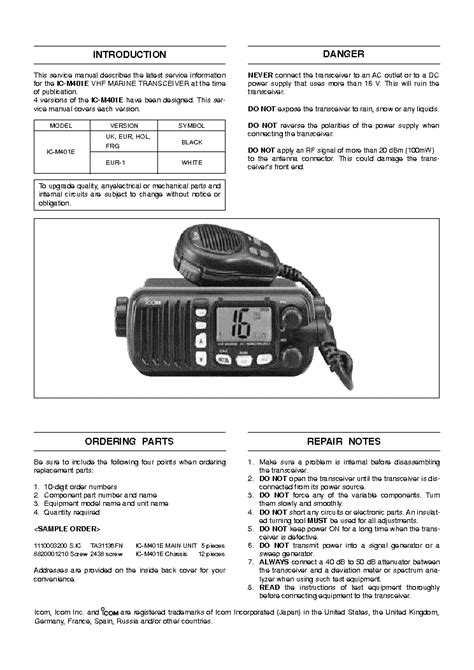 Download Icom Ic M401e Service Repair Manual