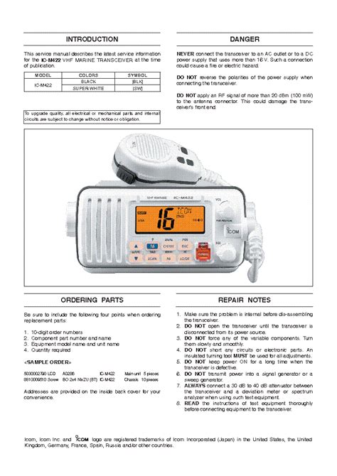 Download Icom Ic M422 Service Repair Manual